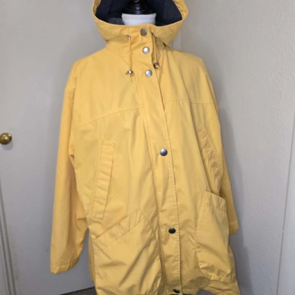 Vintage Eddie Bauer Fleece-Lined Anorak Rain Jacket In Mustard Yellow Size Med - Picture 6 of 15